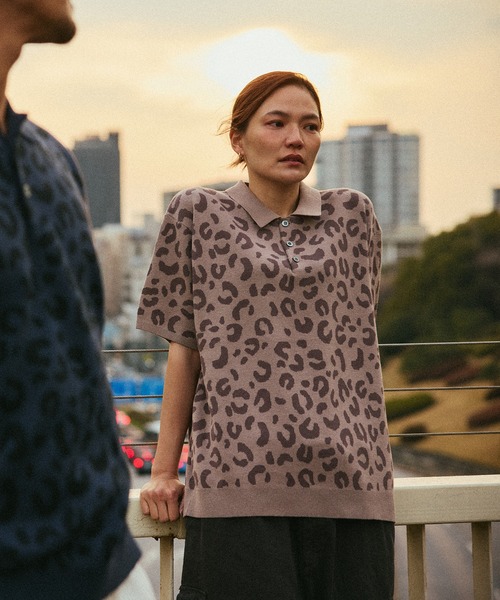 【入手困難!!】シュプリーム ✈︎極美品 タグ柄 半袖ポロシャツ ゆるだぼ HUF（ハフ） ポロシャツ 半袖 HUF CO-OP CHUNKY CHEETAH KNIT POLO
