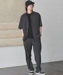 ワイドパンツ パンツ ポリエステル ドビー ワ...の詳細画像2