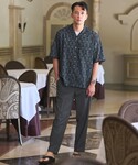 ワイドパンツ パンツ ポリエステル ドビー ワ...の詳細画像4