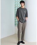 ワイドパンツ パンツ ポリエステル ドビー ワ...の詳細画像5