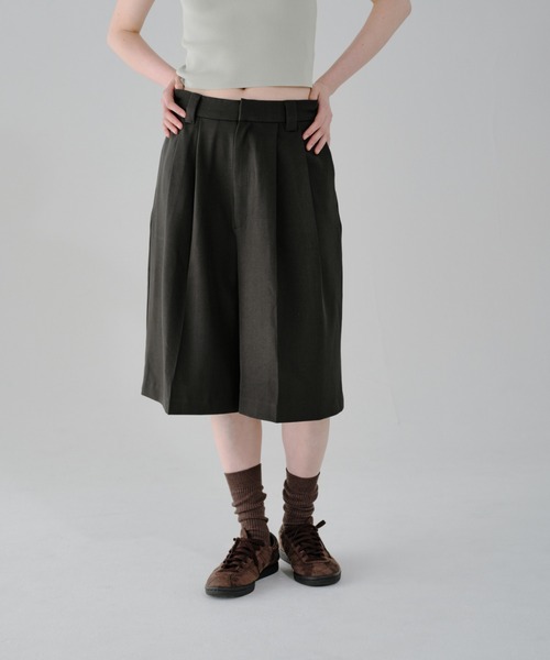 lit ワイドパンツ ハーフパンツ パンツ 短パン Double Tuck Half Pants