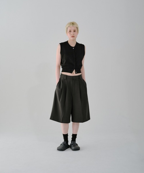 lit ワイドパンツ ハーフパンツ パンツ 短パン Double Tuck Half Pants