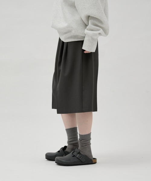 lit ワイドパンツ ハーフパンツ パンツ 短パン Double Tuck Half Pants