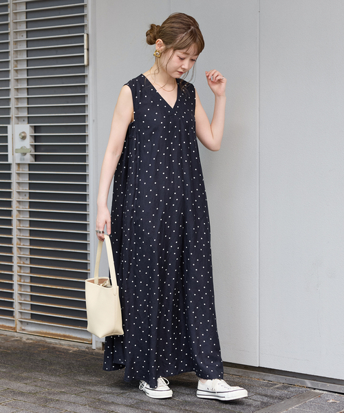 ワンピース 「追加9」手洗い可 / リネンレーヨンスリーブレスワンピースの画像