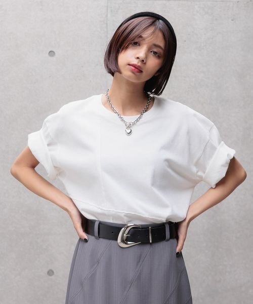 「PAGEBOY」 半袖カットソー LARGE グレー系その他 レディース_画像6