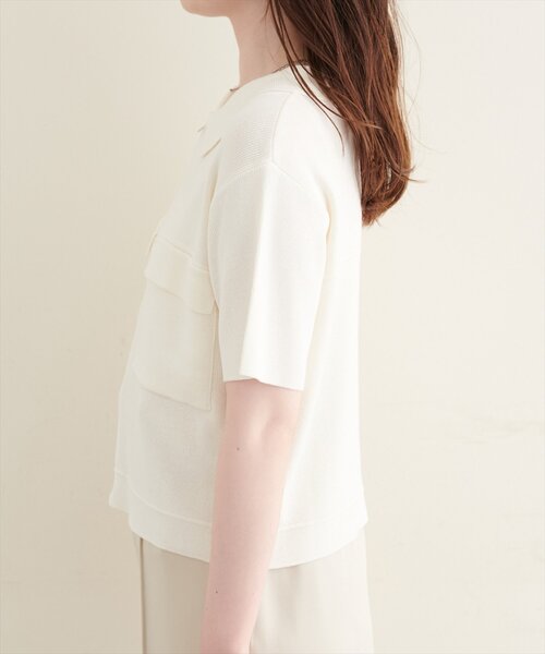 natural couture カーディガン 半袖 衿付き半袖ZIPカーディガン