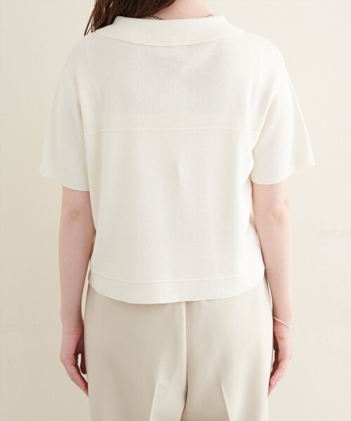 natural couture カーディガン 半袖 衿付き半袖ZIPカーディガン