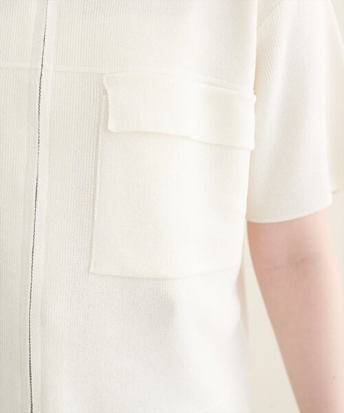 natural couture カーディガン 半袖 衿付き半袖ZIPカーディガン