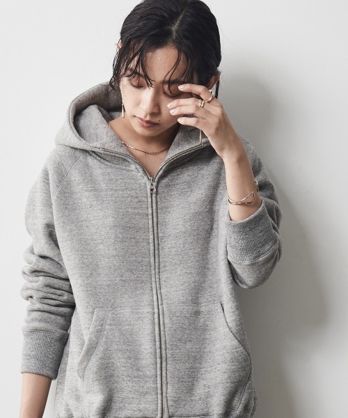 「CHIC STYLE」 ジップアップパーカー 3L 杢グレー レディース_画像2