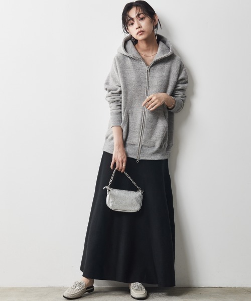 「CHIC STYLE」 ジップアップパーカー 3L 杢グレー レディース_画像3