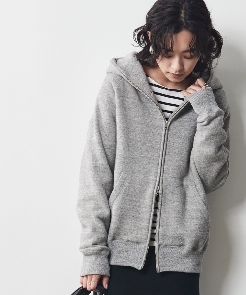 「CHIC STYLE」 ジップアップパーカー 3L 杢グレー レディース_画像5