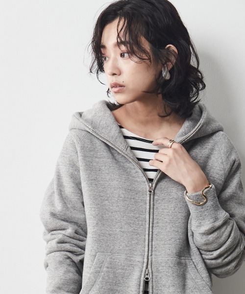 「CHIC STYLE」 ジップアップパーカー 3L 杢グレー レディース_画像6