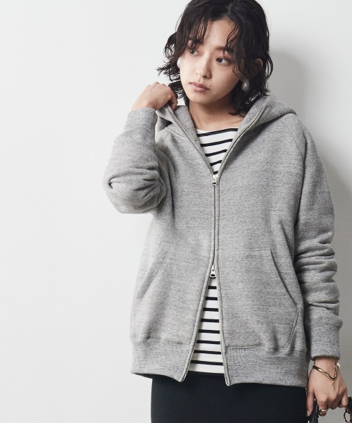 「CHIC STYLE」 ジップアップパーカー 3L 杢グレー レディース_画像7