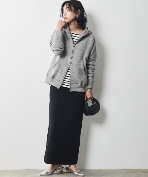 「CHIC STYLE」 ジップアップパーカー 3L 杢グレー レディース_画像8