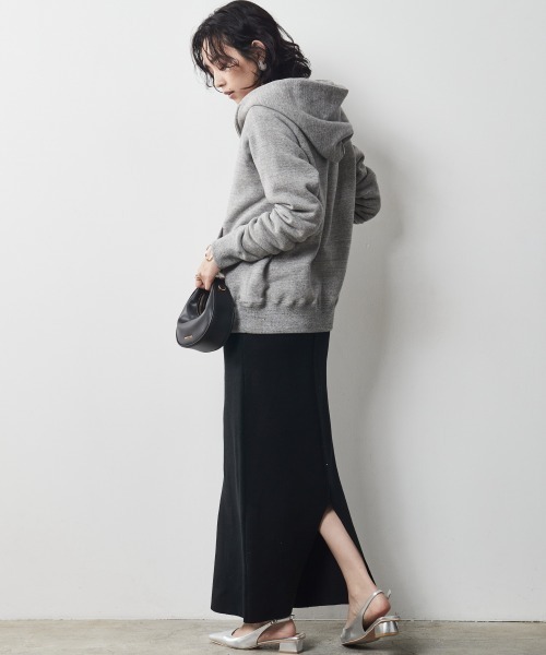 「CHIC STYLE」 ジップアップパーカー 3L 杢グレー レディース_画像9