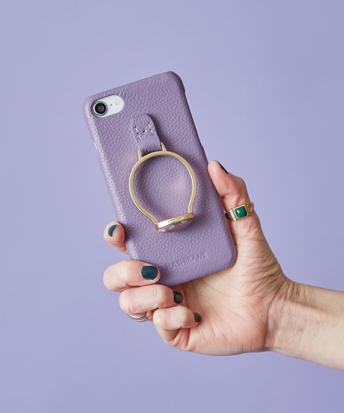 HASHIBAMI iPhone 7/8/SE用ケース ブラウン HASHIBAMI / N+ECOLOGY｜天然石リング iPhoneケース ※iPhone 7/8