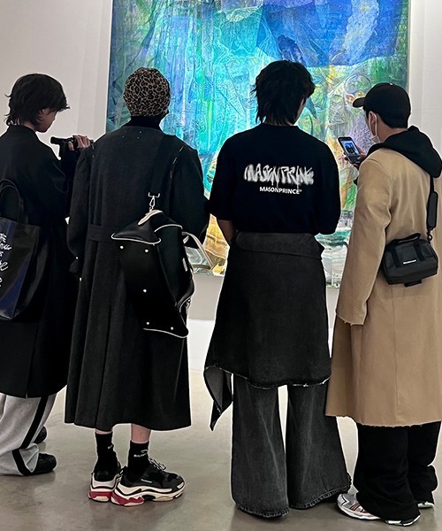 MASONPRINCE tシャツ オーバーサイズインク風ブランドロゴバック