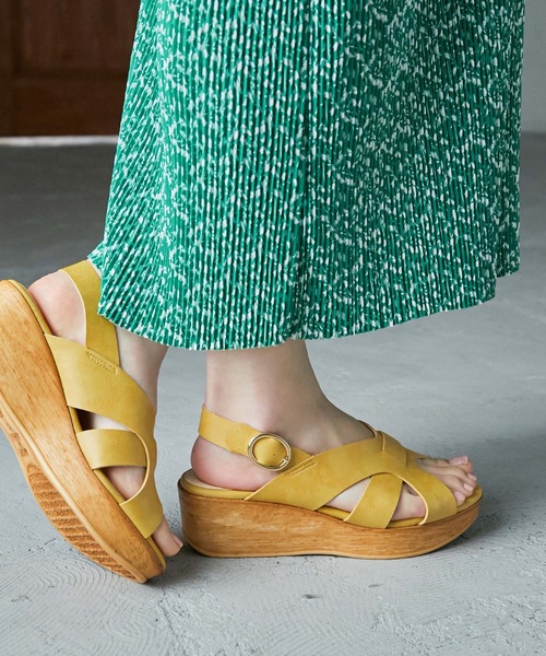 Fashion Letter サンダル 日本製編み込み風デザインウェッジ