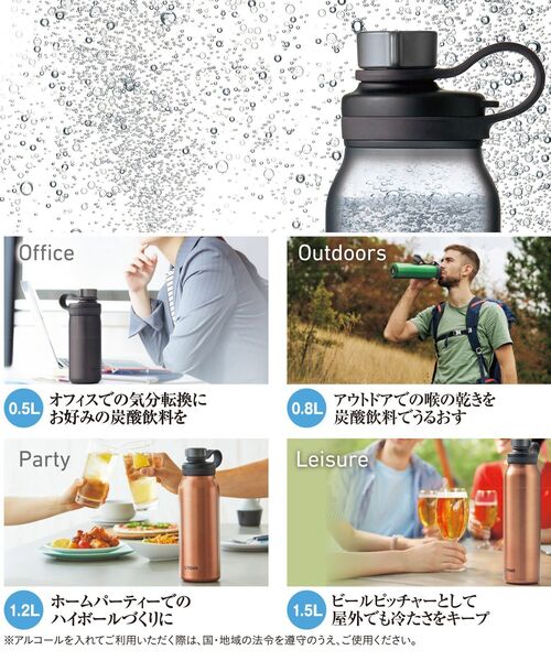 212 KITCHEN STORE 水筒 真空断熱炭酸 ボトル 0.8 L スチール