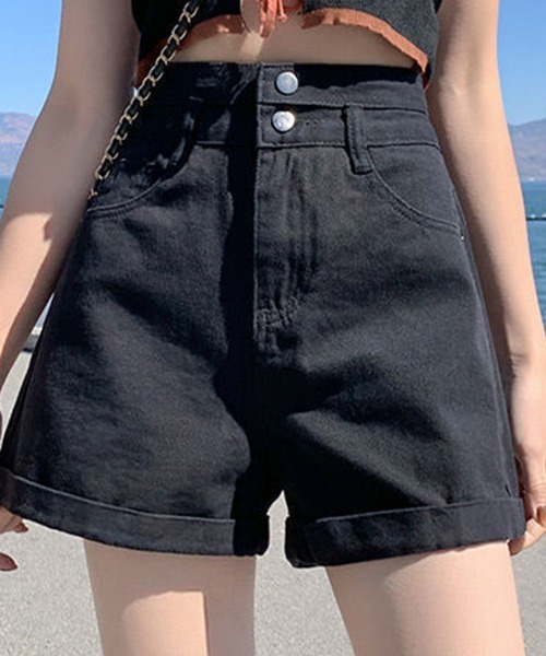CANCUN デニムショートパンツ ハイウエストデニムショートパンツ【SEADRESS シードレス