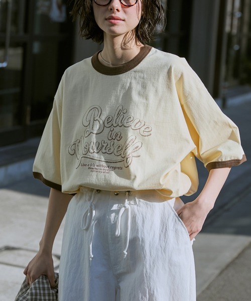 MONO-MART（モノマート） tシャツ ヴィンテージライクロゴデザイン