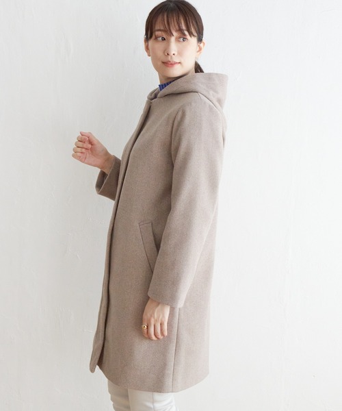 IKKA LOUNGE コート アウター ウールライクフード取り外しコート