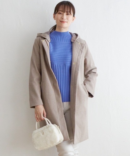 IKKA LOUNGE コート アウター ウールライクフード取り外しコート