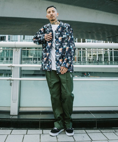 LCDC ♥ STRIPED OPEN COLLAR TOP /追跡付 Subciety シャツ PATTERNED OPEN COLLAR SHIRT メンズ