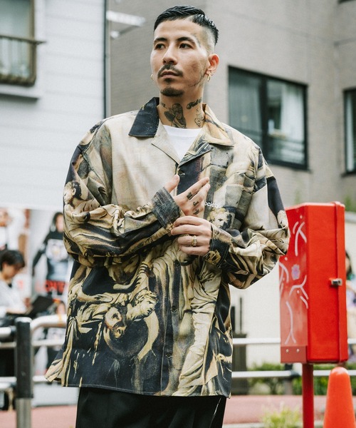 優里　Patterned Open Collar Shirt 特典付き！ Subciety シャツ PATTERNED OPEN COLLAR SHIRT メンズ