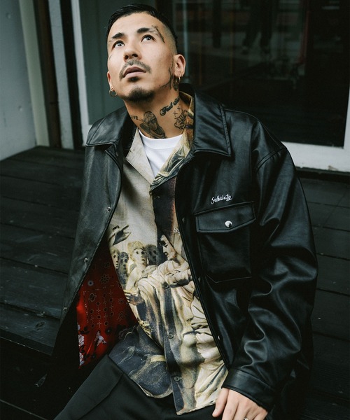 Subciety シャツ PATTERNED OPEN COLLAR SHIRT メンズ