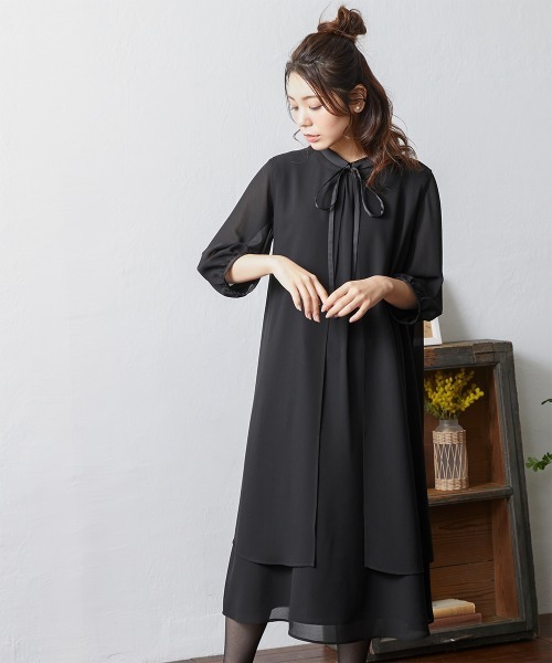 Neina セットアップ 「喪服・礼服」洗える防しわベスト付リボン
