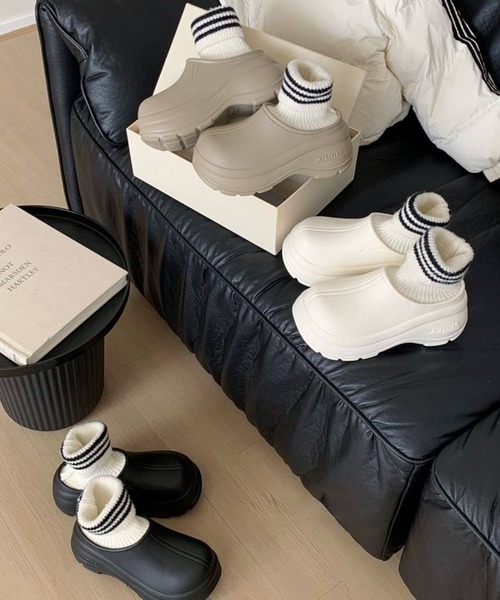 シューズ Volume platform clog socks shoes レディース メンズ