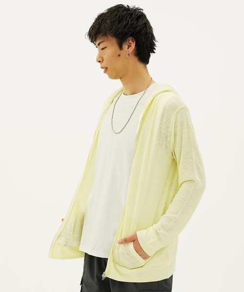 ACQUIESCE パーカー 春夏用サマーニット薄手ジップアップ