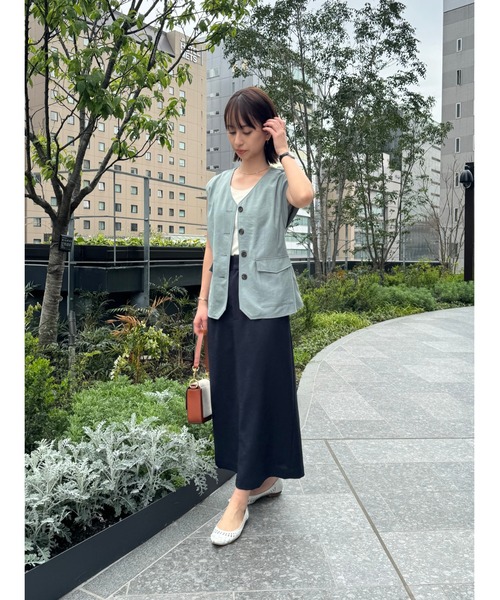 ベスト ジレ ダブルポケットVネックジレ「低身長・小柄女性」 レディース STRATA ベスト ジレ ダブルポケットVネックジレ「低身長・小柄