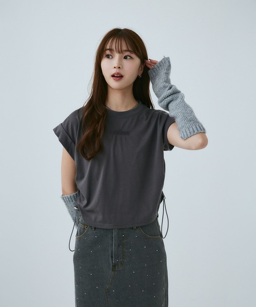 LINEN COTTON PIN-STRIPED UNEVEN DYEING PANELLED FLARE SKIRT