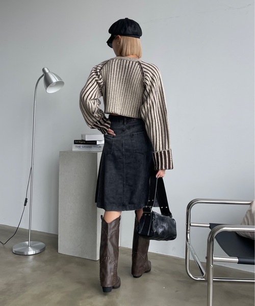 SLY デニムスカート L/W OVER DYE PLEATS M/SK ローウエスト