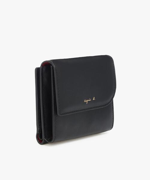 美品♡アニエスベー　がま口二つ折り財布　ボーダーレザー　長財布　ブラック アニエスベー 財布 二つ折り がま口 レディース 牛革 XAW05-01