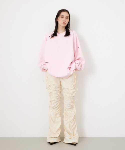 トレーナー スウェット CRUSHED OVER SWEAT TOPS クラッシュド オーバー スウェット トップス レディース SLY トレーナー スウェット CRUSHED OVER SWEAT TOPS クラッシュ