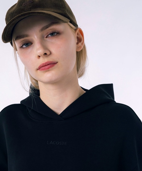 【LACOSTE】 ダブルフェイススウェットフーディードレス LACOSTE ワンピース ブランドネームロゴステッチダブルフェイス