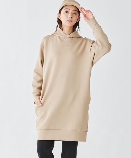 新品＊ラコステ＊スエットフーディーワンピース ラコステ LACOSTE 裏毛スウェットフーディワンピース （オフ