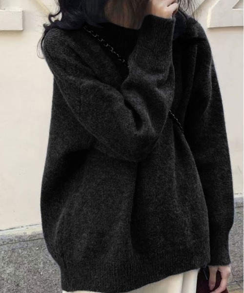 【美品】フード付き黒ニットセーター b68dd6c34b295e596f91e83066ce58
