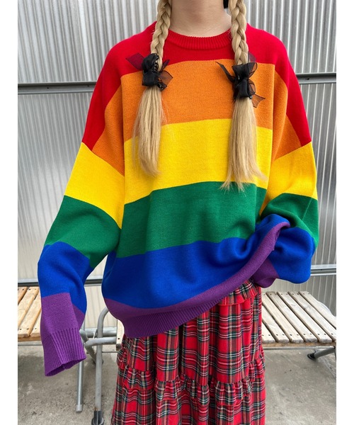 H BEAUTY&YOUTH 24AW レインボー スパーク ニット WC ニット セーター レインボービッグニット レディース : ZOZOTOWN