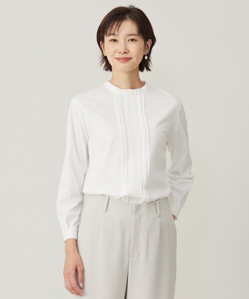 tシャツ プレーティングジャージー ピンタック カットソー レディース
