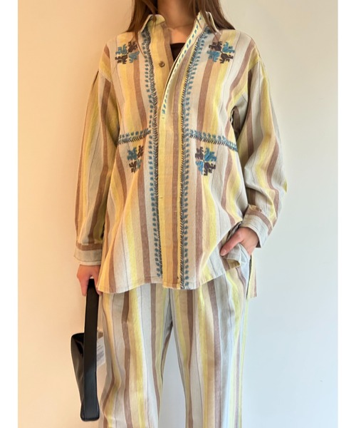 その他 sara sara mallika ブラウス シャツ WIDE STRIPE EMB SHIRT