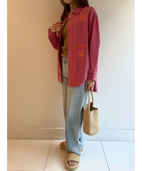 その他 sara sara mallika ブラウス シャツ WIDE STRIPE EMB SHIRT