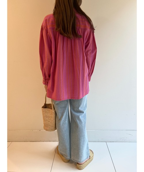その他 sara sara mallika ブラウス シャツ WIDE STRIPE EMB SHIRT
