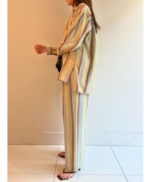 その他 sara sara mallika ブラウス シャツ WIDE STRIPE EMB SHIRT