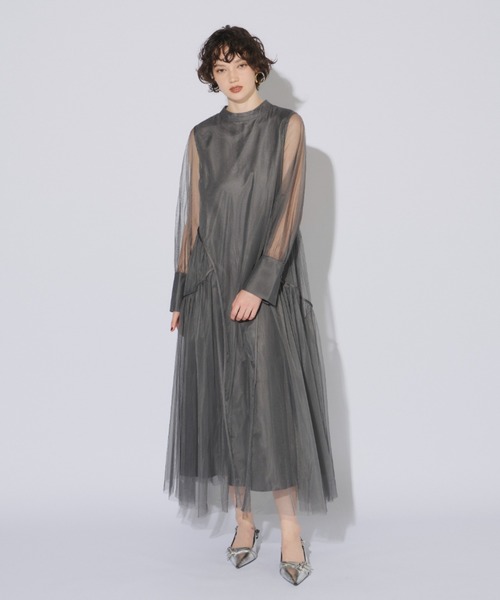 ANDRESD ドレス パイピングチュールドレス / piping tulle dress