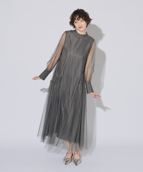 新品タグ付✨️ANDRESD piping tulle dress Aライン M ANDRESD ドレス パイピングチュールドレス / piping tulle dress