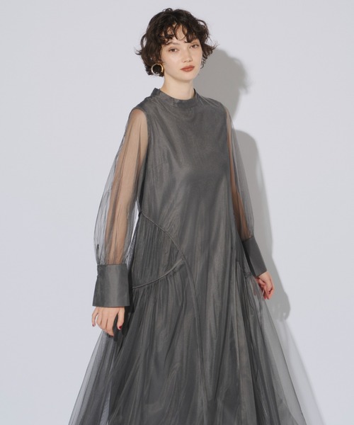 ANDRESD ドレス パイピングチュールドレス / piping tulle dress
